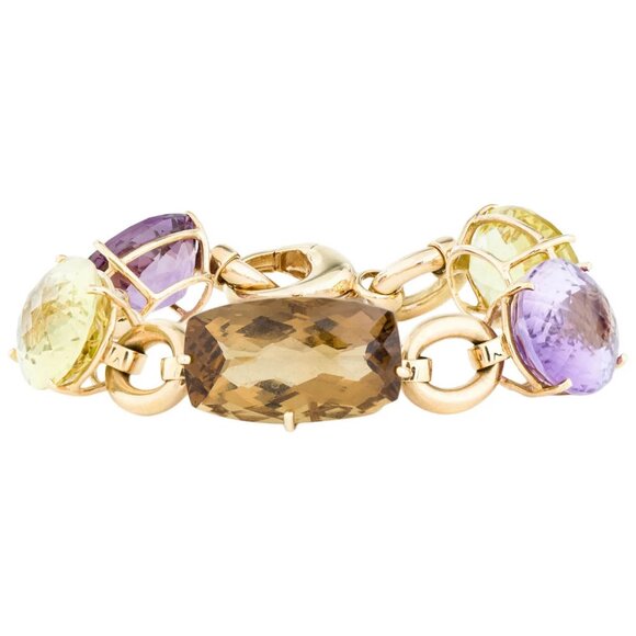 Great cond Auth Roberto Coin Ipanema Amethyst Citrine 18 KT Yellow Gold Bracelet - Picture 1 of 9
